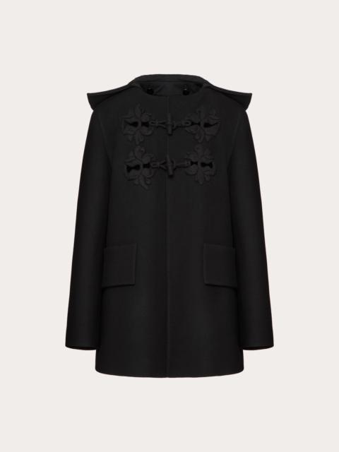 Valentino PEA COAT IN EMBROIDERED COMPACT COAT