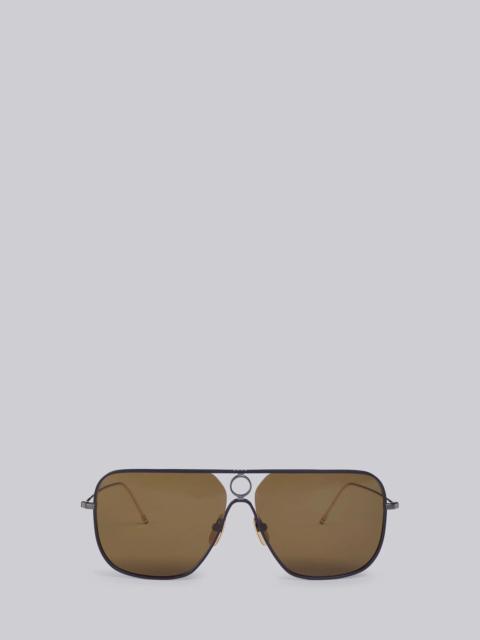 Thom Browne TB114 - Dark Brown Rectangular Aviator Sunglasses