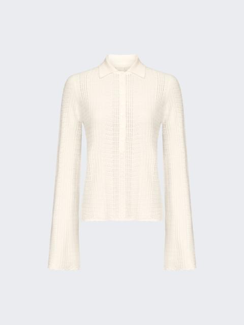 Loulou de Saison Tiha Polo Collar Thin Sweater Ivory
