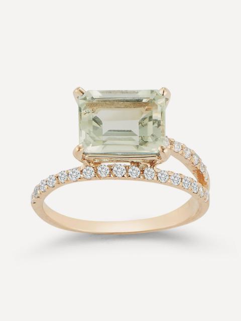 MATEO 14ct Gold Point of Focus Green Amethyst Band Ring