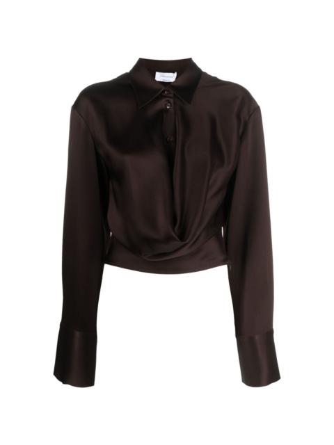 satin buttoned cropped shirt