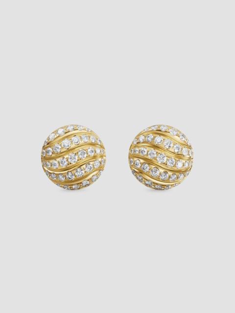 DAVID YURMAN Women's Sculpted Cable Stud Earrings in 18K Yellow Gold with Diamonds, 9MM - Gold