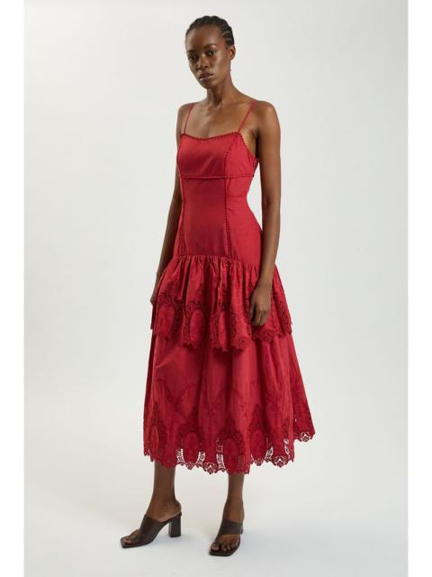 KAREN MILLEN Petite Cotton Cutwork Strappy Woven Midi Dress