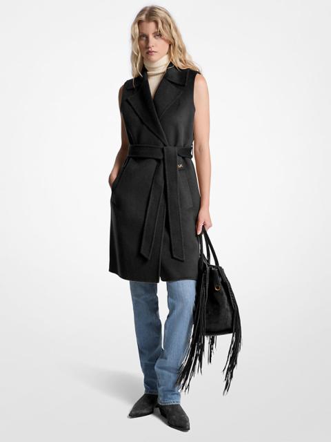MICHAEL KORS Wool Blend Belted Wrap Vest