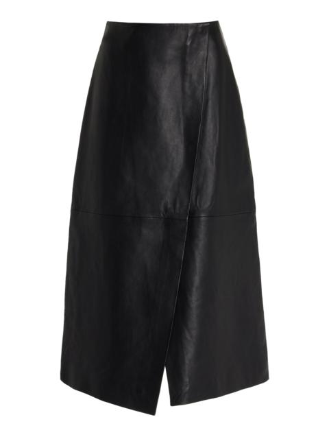 Hedi Leather Midi Wrap Skirt black