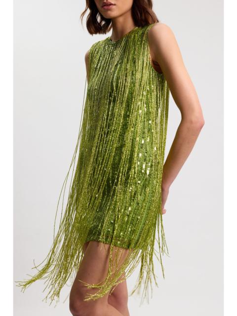 KAREN MILLEN Beaded Fringed Sleeveless Woven Midi Dress