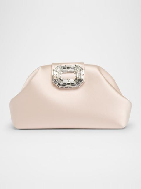 Camelia Buckle Satin Clutch Bag