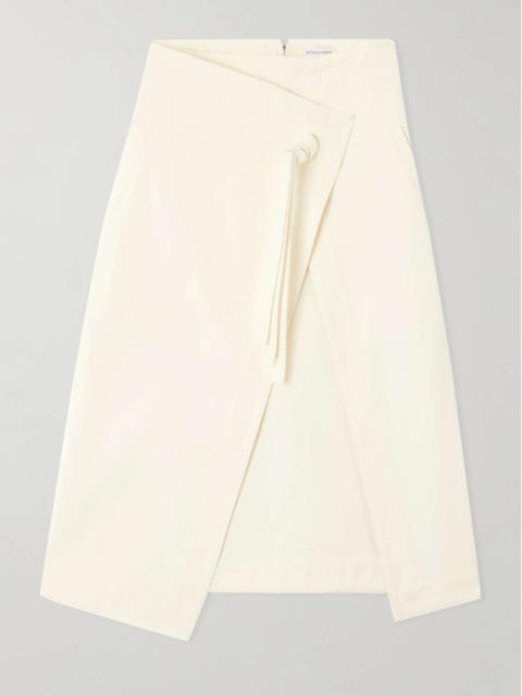 Bottega Veneta Wrap-effect cotton-twill midi skirt