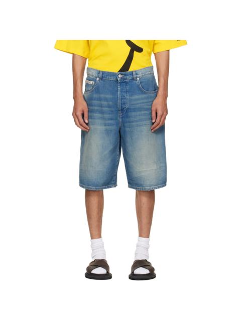 Moschino Blue Logo Denim Shorts