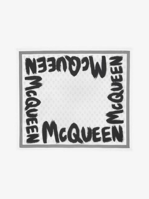 Alexander McQueen Mcqueen Graffiti Biker Foulard in White/black