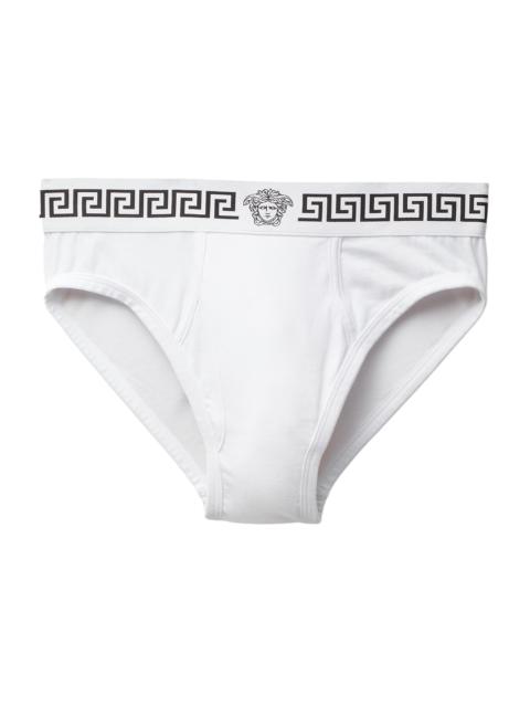 VERSACE Men's Greca Medusa Head Cotton Jersey Brief - Optical White