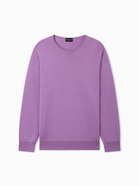 GIORGIO ARMANI CASHMERE AND SILK INTERLOCK CREW-NECK JUMPER