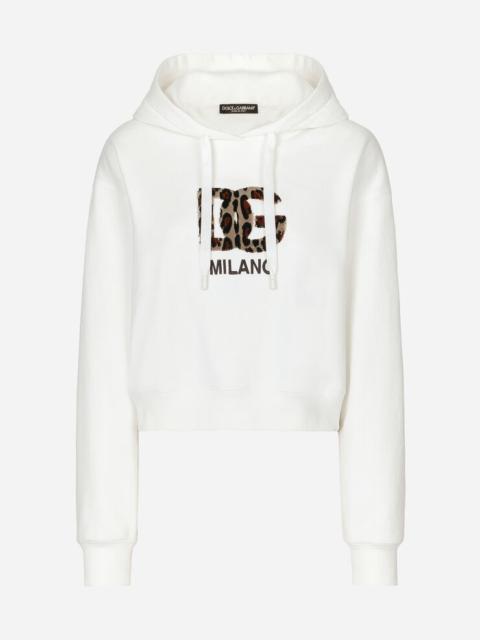 Dolce & Gabbana Jersey hoodie with carpet-stitch DG patch