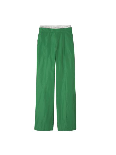 Longchamp Straight pants with patch Green - Technical taffeta