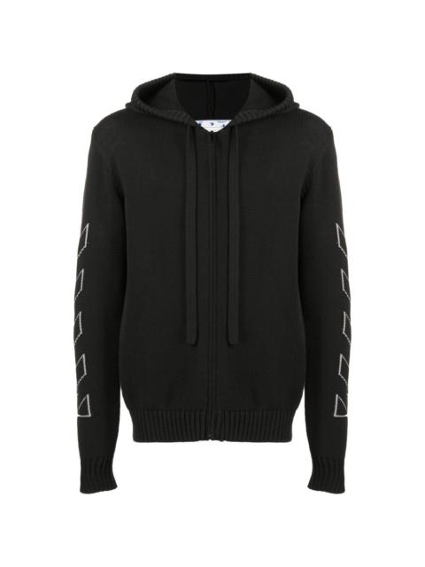 Diag Outline knitted zip-up hoodie