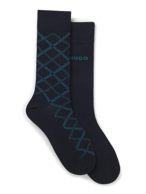 HUGO TWO-PACK OF CHECKERED COTTON-BLEND SOCKS