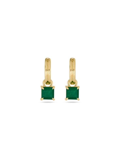 STONE AND STRAND Green Luxe Emerald Ridged Huggies