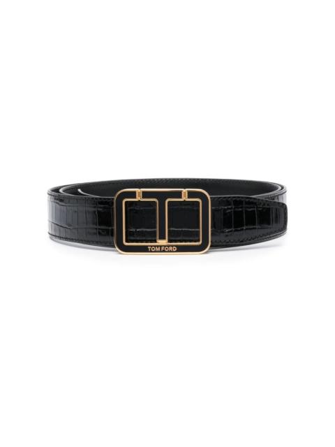 enamel T leather belt