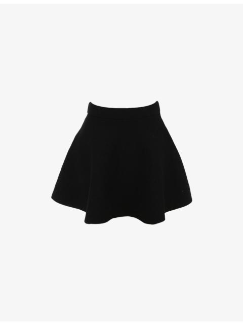 House of CB Rosina Flared Wool-Blend Mini Skirt