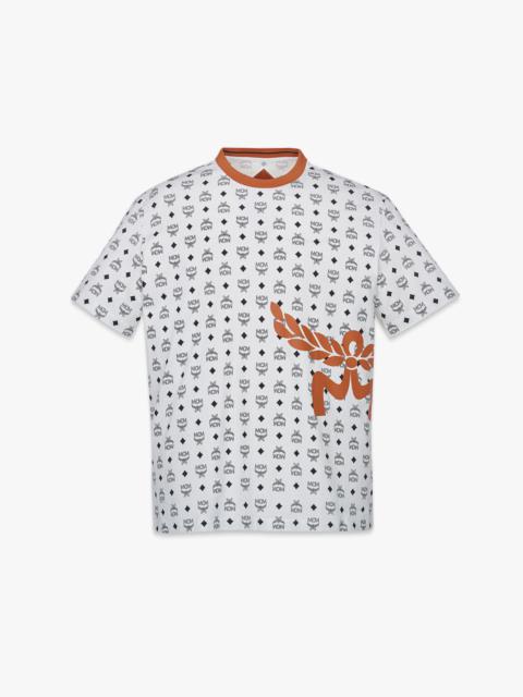 MCM Mega Laurel Monogram Print T-Shirt in Organic Cotton