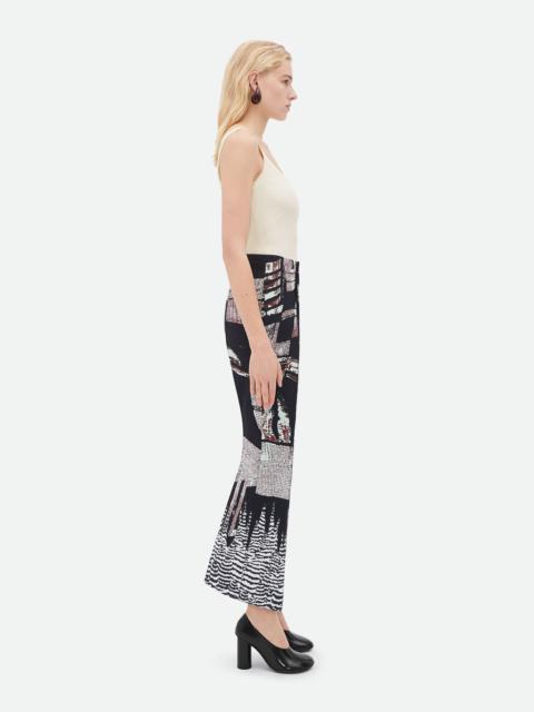 Bottega Veneta Curved Shape Graphic Viscose Jacquard Trousers