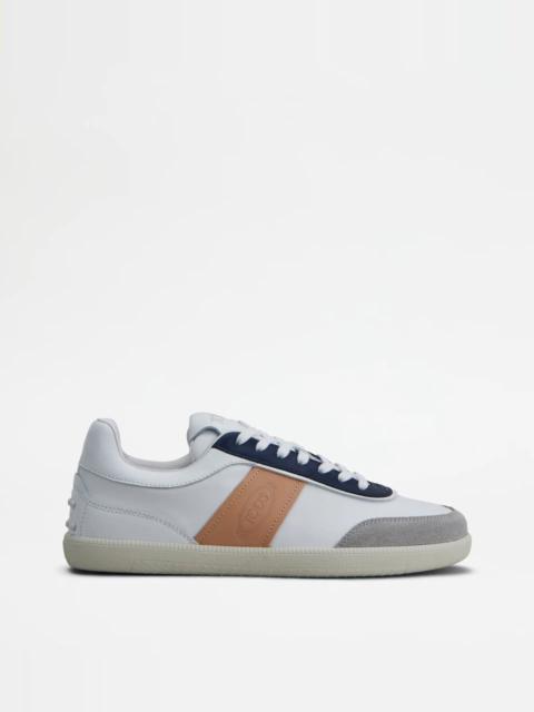 Tod's TOD'S TABS SNEAKERS IN LEATHER - WHITE, BEIGE, BLUE