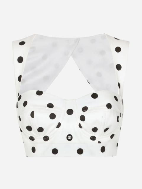 Dolce & Gabbana Cotton corset top with polka-dot print