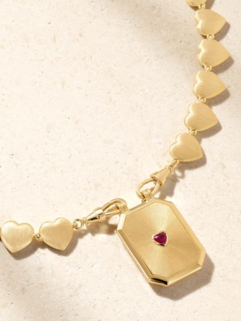 MARIE LICHTENBERG Love Scapular 18-karat gold and ruby necklace Gold