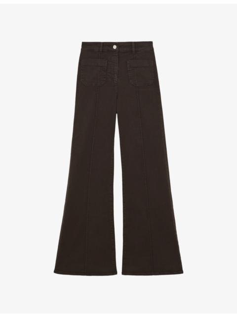 REISS Sakura Patch-Pocket Flared-Leg Stretch-Denim Jeans