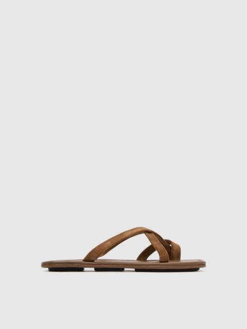 ST. AGNI Suede Soft Strap Slide - Toffee
