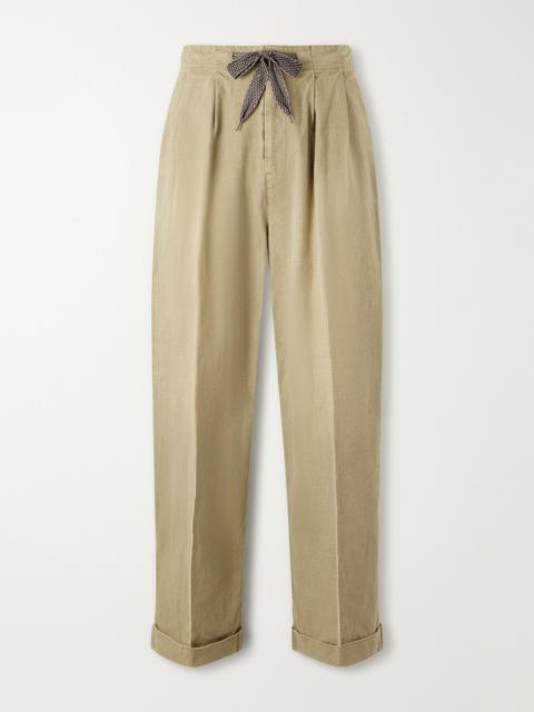 Kapital Easy Straight-Leg Pleated Cotton-Canvas Trousers
