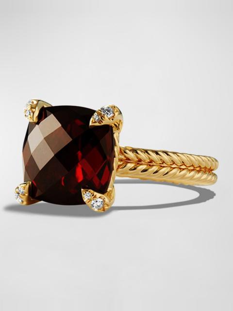 DAVID YURMAN Chatelaine Ring with Diamonds and Gemstone in 18K Gold, 11mm