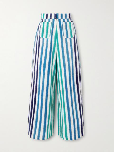 EMPORIO SIRENUSE Adele Striped Cotton Wide-leg Pants