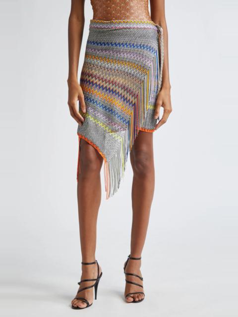 Missoni Chevron Knit Wrap Skirt in Grey/Orange
