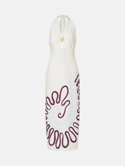 CALA de la CRUZ Clara cutout printed linen maxi dress