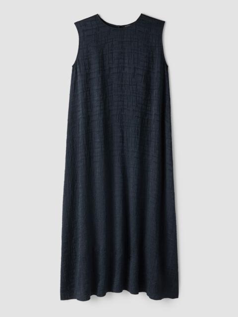 EILEEN FISHER Dimensional Silk Jacquard Round Neck Dress