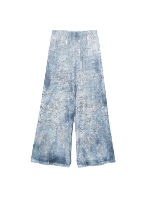 metallic-detailed palazzo pants
