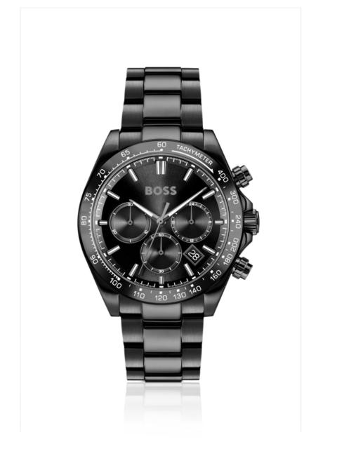 BOSS STEEL-BRACELET WATCH WITH BLACK DIAL