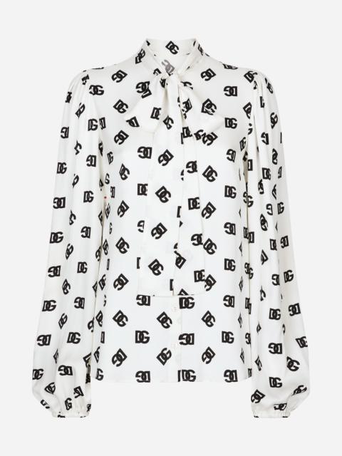 Dolce & Gabbana Charmeuse shirt with all-over DG logo print