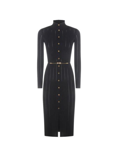 ELISABETTA FRANCHI openwork knit fabric with belt dress