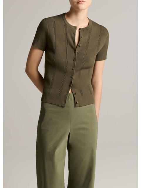 Vince Ribbed Cotton Short-Sleeve Cardigan