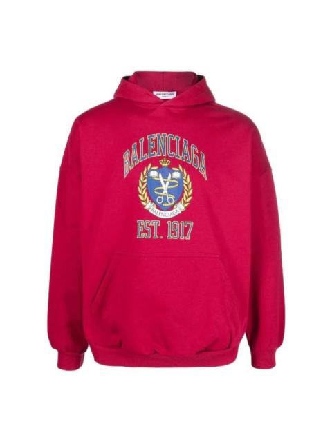 BALENCIAGA Balenciaga Est. 1917 College Logo Print Hoodie Wide Fit 'Red' 675003TLV906163