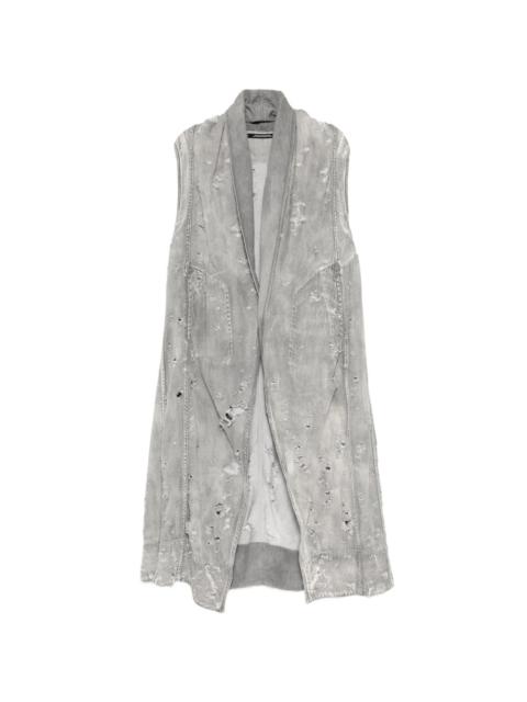 Julius distressed sleeveless coat