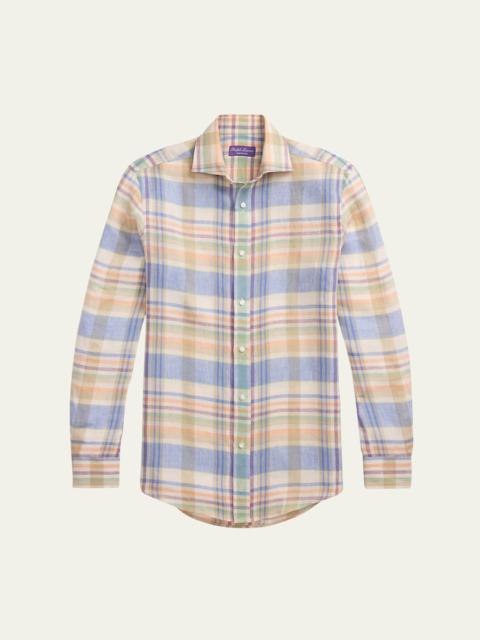 Ralph Lauren Men's Aston Linen Multicolor Plaid Sport Shirt