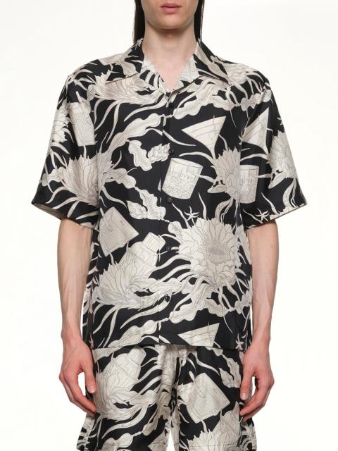 AMIRI Floral Bowling Shirt in Black