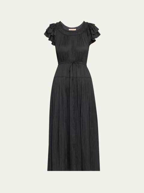 Kalesta Pleated Ruffle Mini Dress
