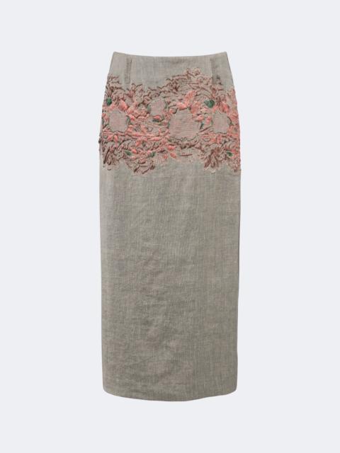 Dries Van Noten Embroidered linen and cotton-blend midi skirt
