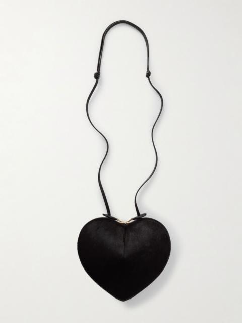 Alaïa Le Coeur leather-trimmed calf hair shoulder bag Dark brown
