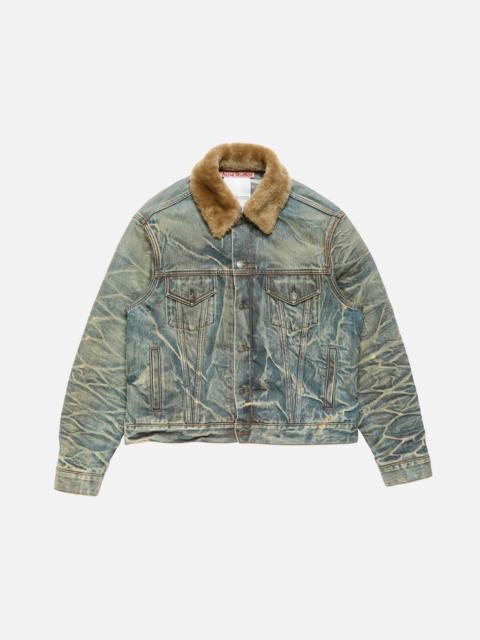 Acne Studios Denim jacket with fur collar - Mid blue