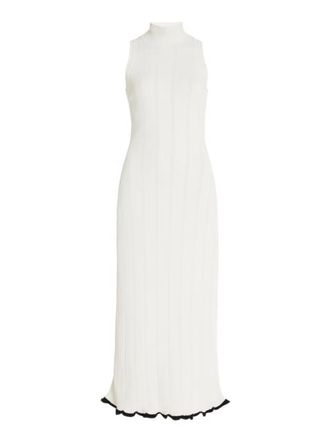 Kim Pointelle-Knit Midi Dress white